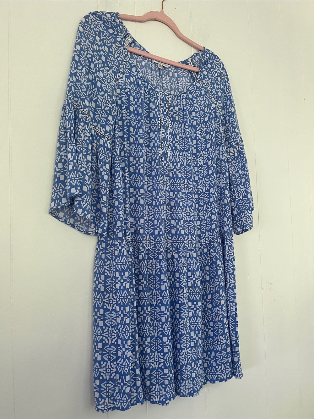 Southern Tide Whitnee Blue White Performance Geometric Pattern Dress Sz Medium - Picture 7 of 10